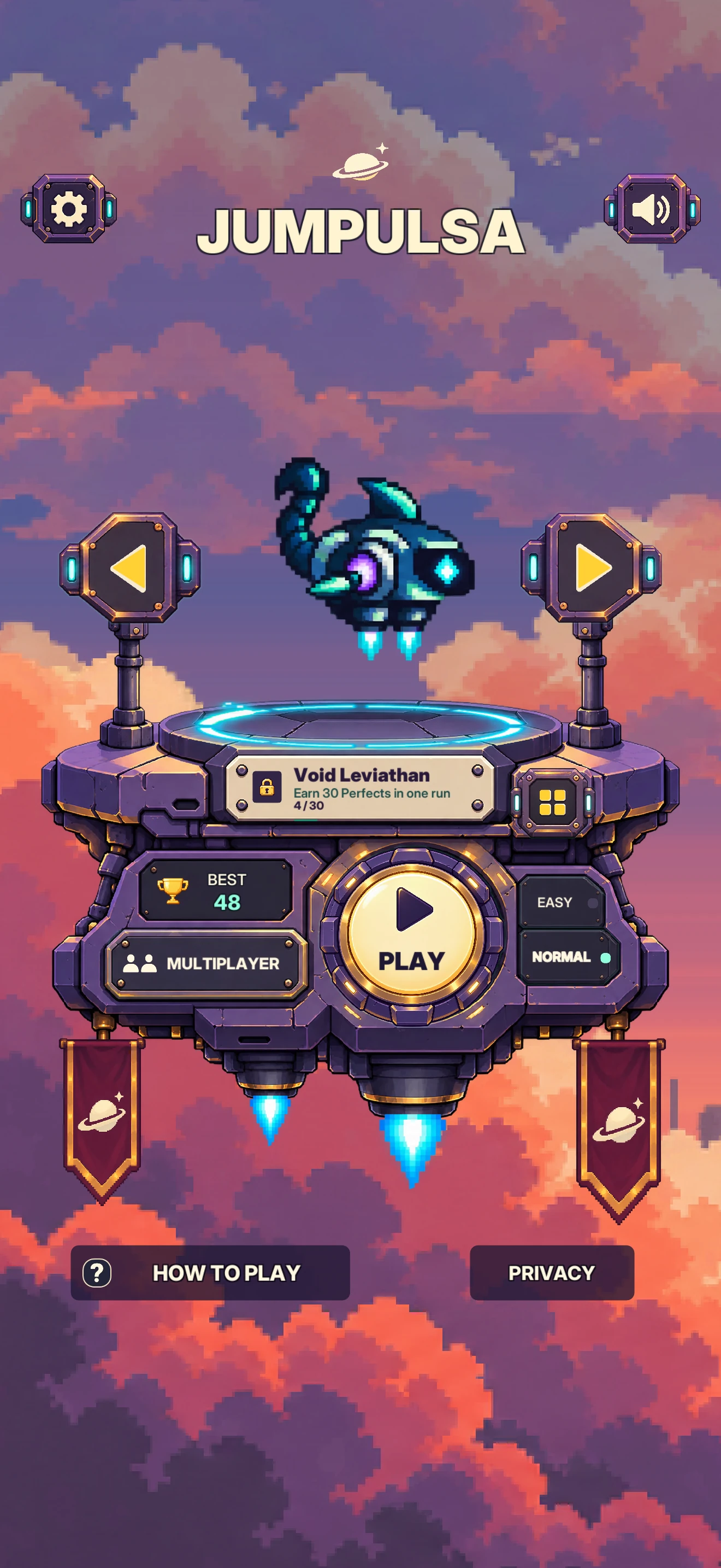 The robot carousel showing the locked Void Leviathan and its Perfect Jump challenge.